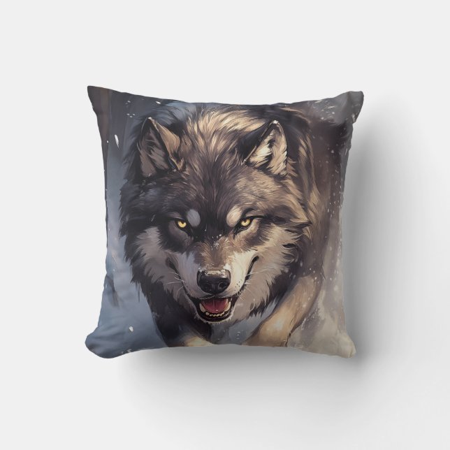Wolf in de winter kussen (Voorkant)