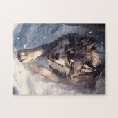 Wolf in de winter legpuzzel (Horizontaal)
