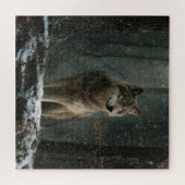 Wolf in de winter legpuzzel (Horizontaal)