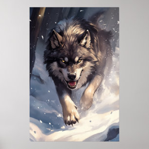 Wolf in de winter poster