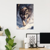 Wolf in de winter poster (Thuiskantoor)