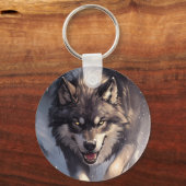 Wolf in de winter sleutelhanger (Voorkant)