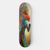 Wolf in een veermasker, Digital Art Design Skateboard (Voorkant)