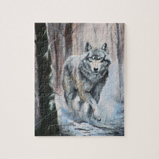Wolf in een Winterbos Legpuzzel (Verticaal)