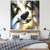 Wolf in Geometrische Kunststijl Canvas Afdruk (Insitu (Slaapkamer))