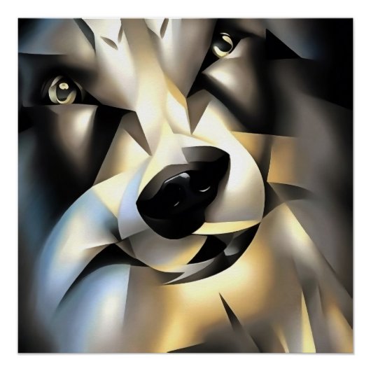 Wolf in Geometrische Kunststijl Perfect Poster (Voorkant)