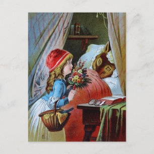 Wolf in Grandma Bed Briefkaart