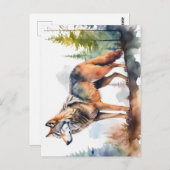 Wolf in het aquarel briefkaart (Voorkant / Achterkant)