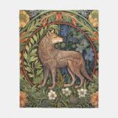 Wolf in het bos art nouveau fleece deken (Voorkant)