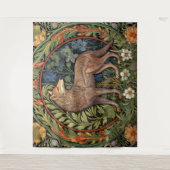 Wolf in het bos art nouveau wandkleed (Voorkant)
