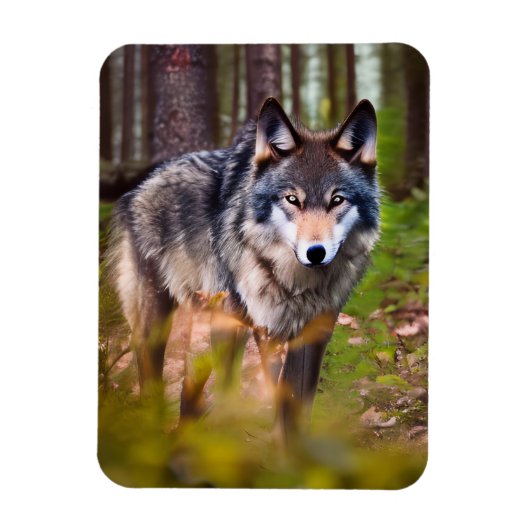 Wolf in het bos magneet (Verticaal)