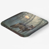 Wolf in het bos papieren bordje (Gebogen)