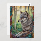 Wolf in het Forest Art Briefkaart (Voorkant / Achterkant)