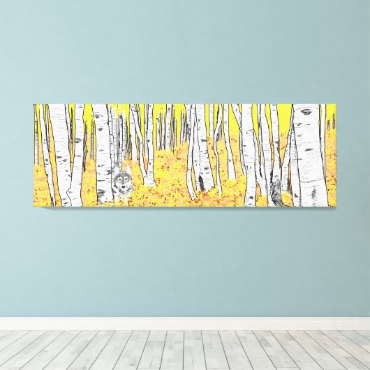 Wolf in het najaar Bossen Canvas Afdruk (Insitu (Houten vloer))