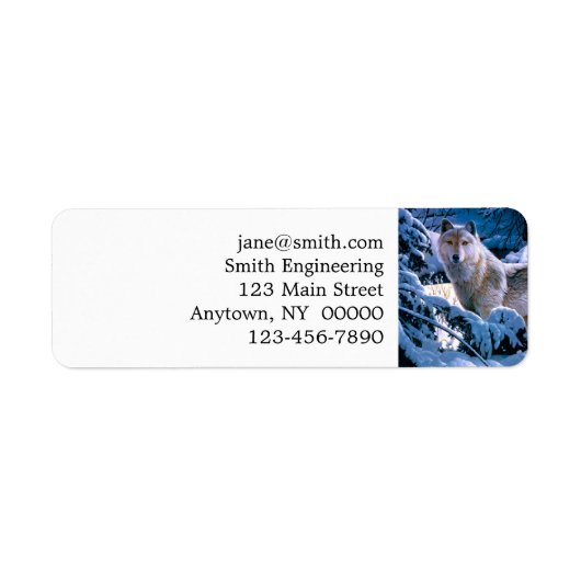Wolf in het winterbosschilderij etiket (Voorkant)