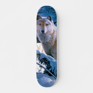 Wolf in het winterbosschilderij skateboard