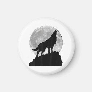 Wolf in maanlicht T-shirt - Coole volle hond pup h Magneet