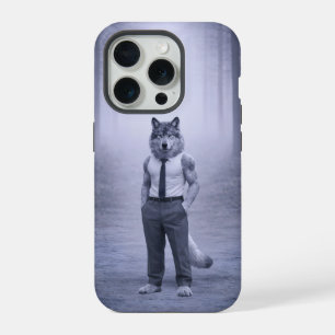 Wolf in minimale formele kleding – Stille bosport iPhone 15 Pro Hoesje