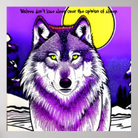 Wolf in moonlight. Aristoteles citaat. Bewerkbaar.