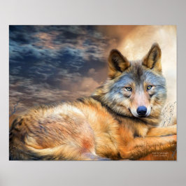Wolf in Moonlight Fine Art Poster/Print Poster