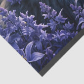 Wolf in Moonlight - paarse bloemen reflectie Tissuepapier (Detail)