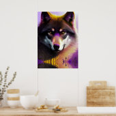 Wolf in Paarse reflectie Poster (Keuken)