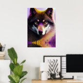 Wolf in Paarse reflectie Poster (Thuiskantoor)