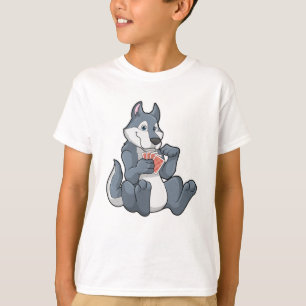 Wolf in Poker met Poker-kaarten T-shirt