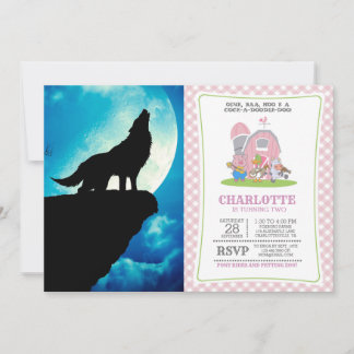 Wolf in silhouette die naar de volle maan kijkt kaart