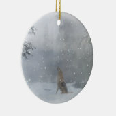 Wolf in sneeuwkerstversiering keramisch ornament (Rechts)