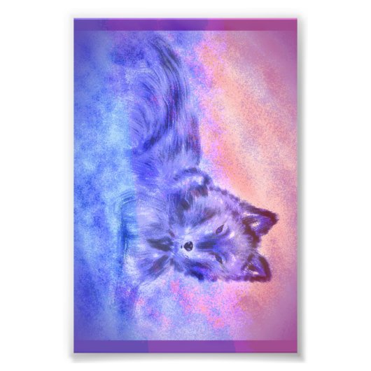 Wolf in sneeuwzonsondergang foto afdruk (Voorkant)