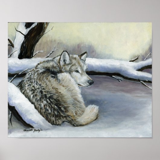 Wolf in Snow Art Print (Voorkant)