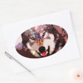 Wolf in Snow Ovale Sticker (Envelop)