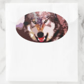 Wolf in Snow Ovale Sticker (Tas)