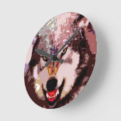 Wolf in Snow Ronde Klok (Hoek)