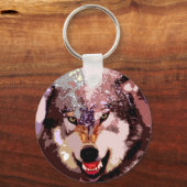 Wolf in Snow Sleutelhanger (Voorkant)
