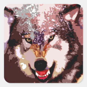 Wolf in Snow Vierkante Sticker