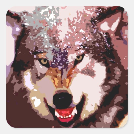 Wolf in Snow Vierkante Sticker (Voorkant)