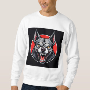 Wolf in vetroude rode en zwarte ontwerp trui