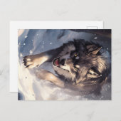 Wolf in winter briefkaart (Voorkant / Achterkant)