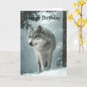 Wolf in Winter Kaart (Gele Bloem)