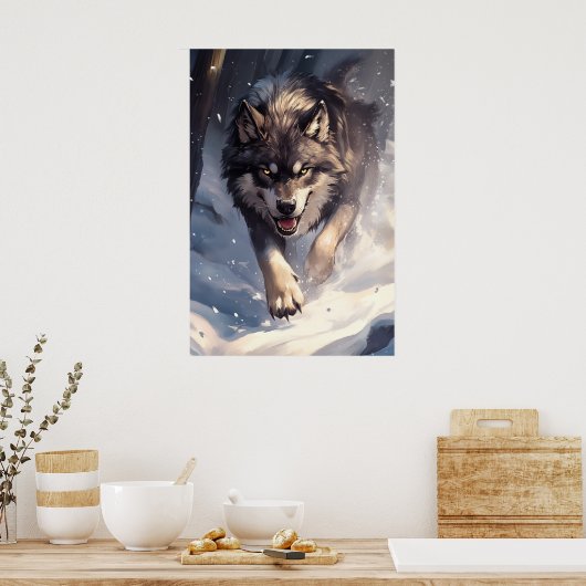 Wolf in winter poster (Keuken)