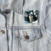 Wolf in winterstilte vierkante button 5,1 cm (In situ)
