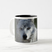 Wolf in Yellowstone Tweekleurige Koffiemok (Voorkant links)