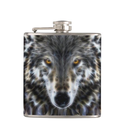 Wolf Inspirational graphic Portrait Heupfles (Voorkant)