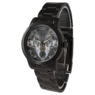 Wolf Inspirerend grafisch Portrait Dial Horloge