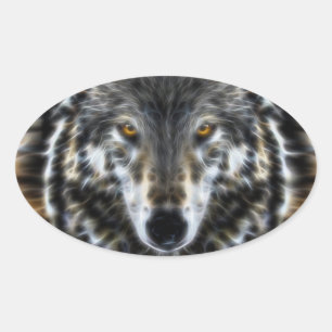 Wolf Inspirerend intense portret Ovale Sticker