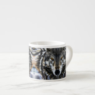 Wolf Inspirerende grafische Portret Espresso Kop