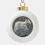 Wolf Keramische Bal Ornament (Voorkant)