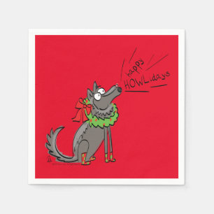 Wolf KerstHappy Howlidays Funny Servet